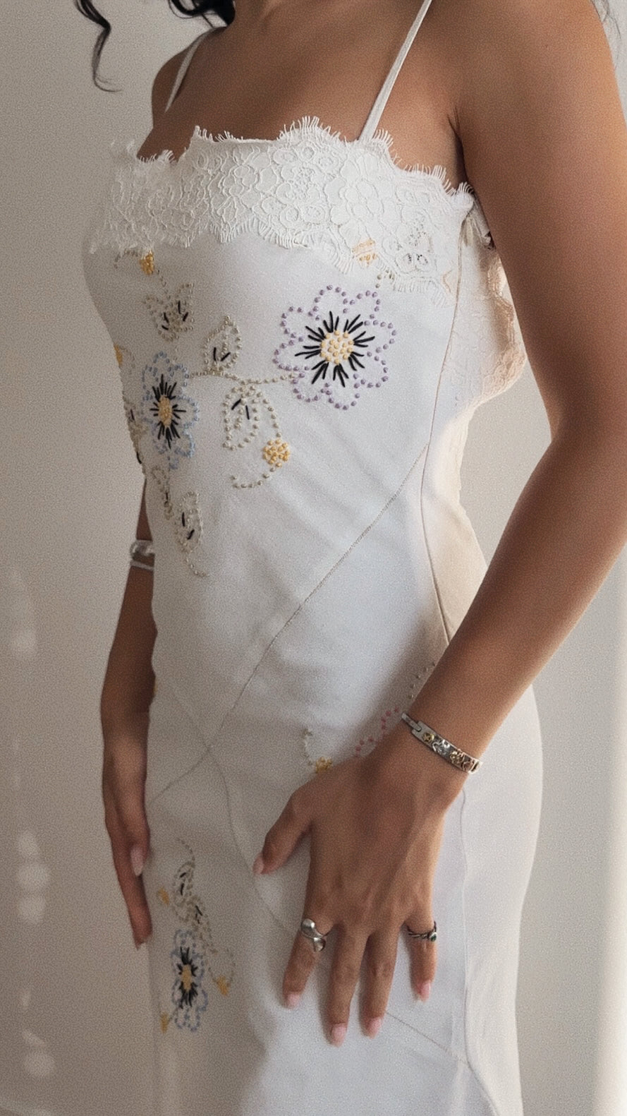 Vintage Hand-Embroidered Tablecloth Dress