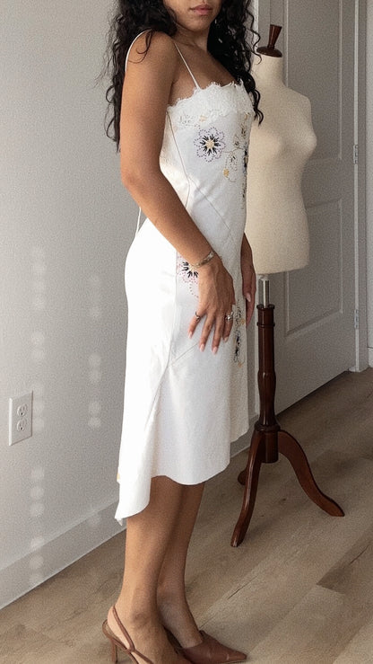 Vintage Hand-Embroidered Tablecloth Dress