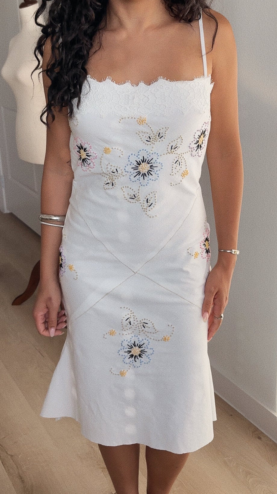 Vintage Hand-Embroidered Tablecloth Dress